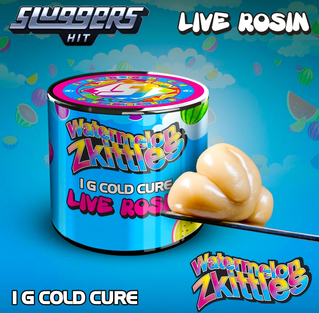 Watermelon Zkittlez by Sluggers Hit - Premium Live Rosin - Cold Cure 1g