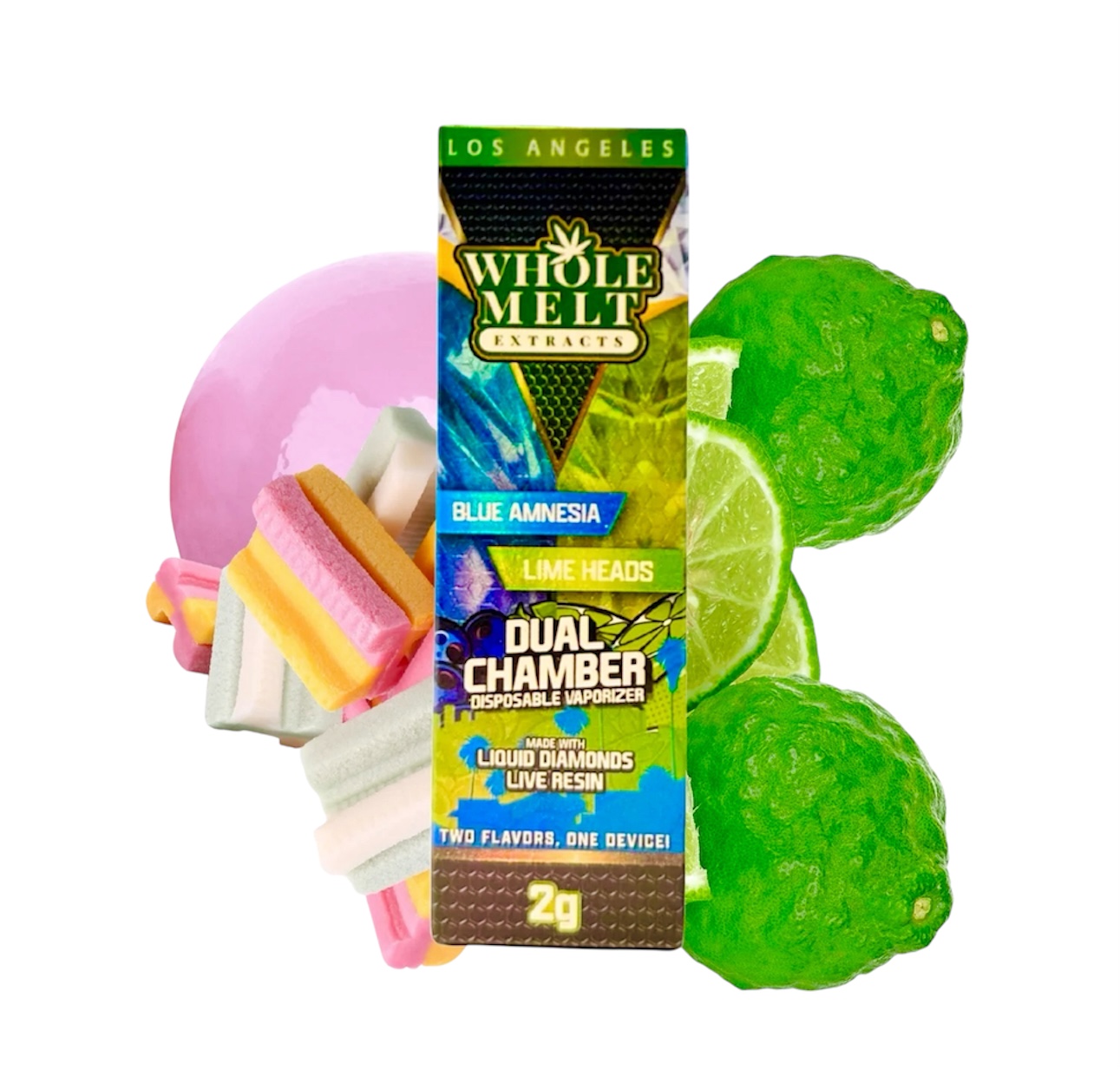 Blue Amnesia (S) + Lime Heads (S) - Liquid Diamonds Live Resin Vaporizer - Dual Chamber Edition - 2g Disposable