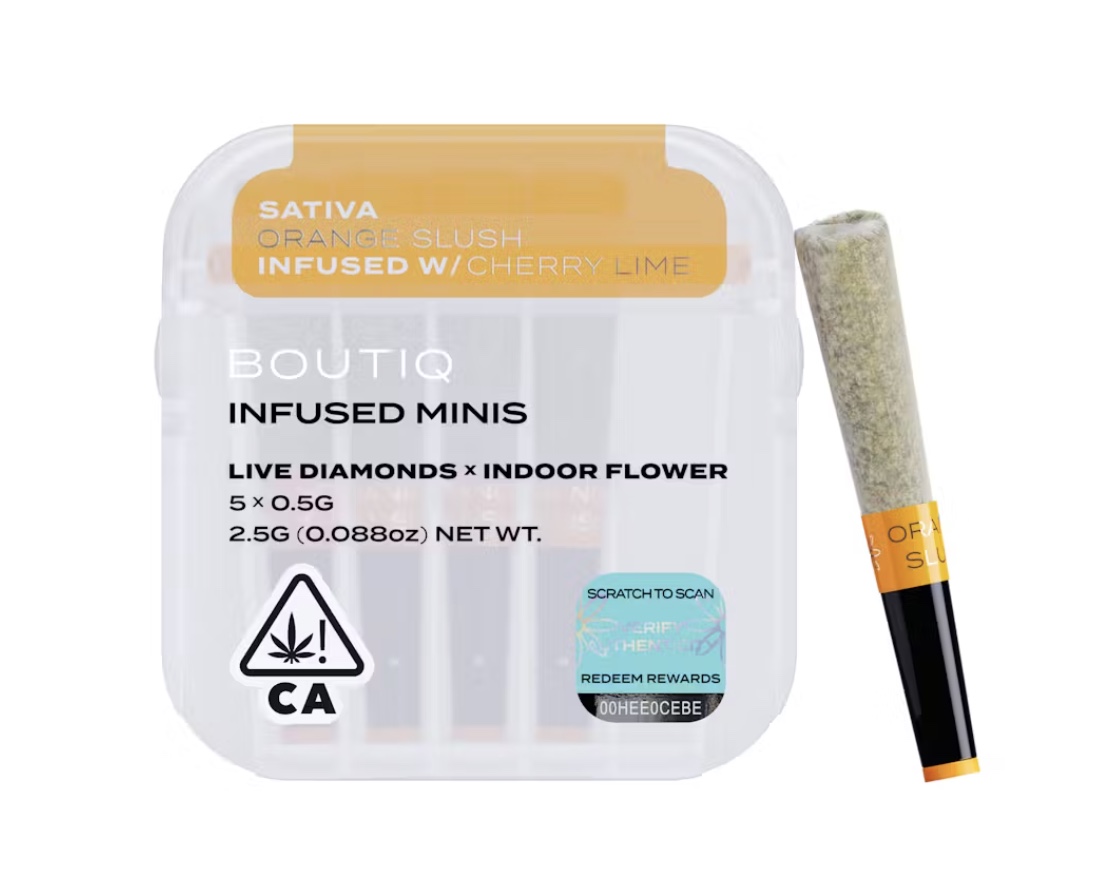 Orange Slush + Cherry Lime (S) - Boutiq Prerolls Infused Minis - Live Diamonds x Indoor Flower - 5pk/0.5g ea