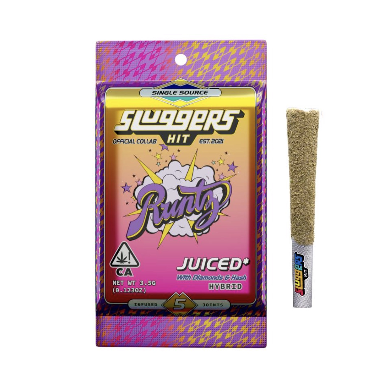 Runtz (Hybrid) - Sluggers Hit Prerolls - Diamonds and Hash Infused - 5pk