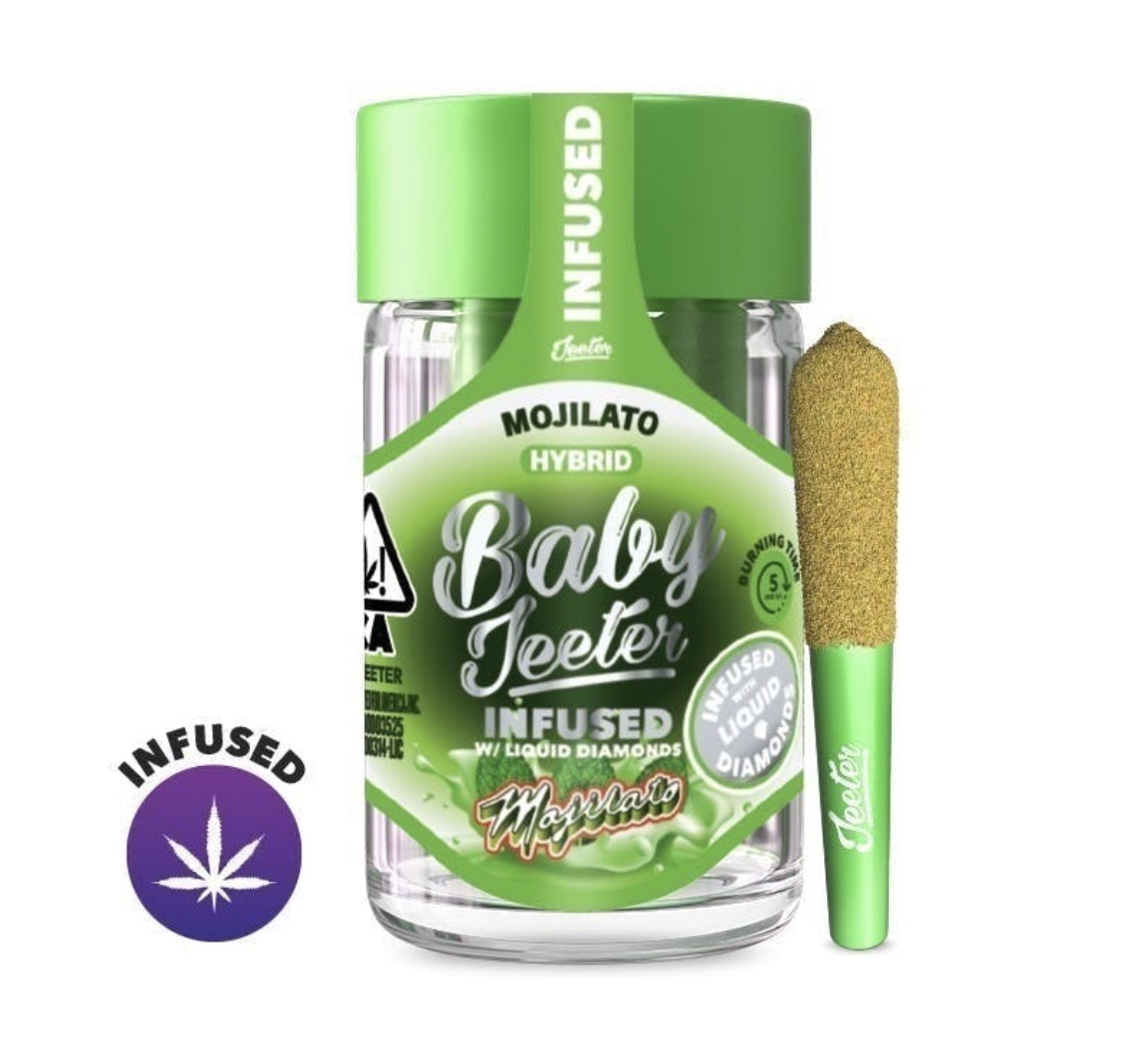 Mojilato by Baby Jeeter (Hybrid) - Infused Prerolls w/ Liquid Diamonds + Kief - 5pk(2.5g/0.5g ea)