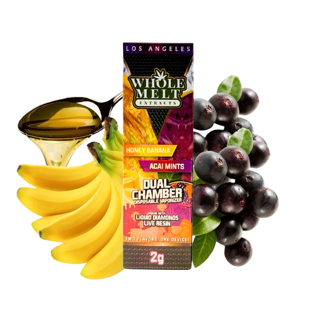 Honey Banana (I) + Acai Mints (H) - Liquid Diamonds Live Resin Vaporizer - Dual Chamber Edition - 2g Disposable