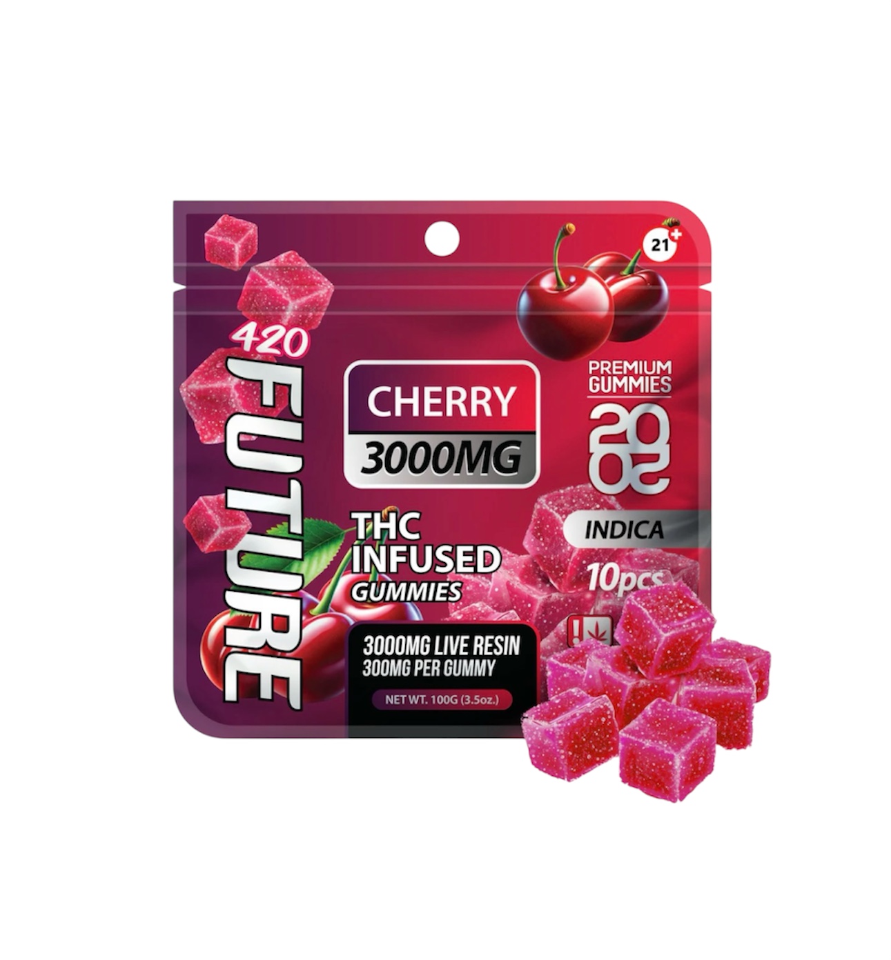 Cherry (Indica) - Future 2020 Gummies - Live Resin - 3000mg/10pk