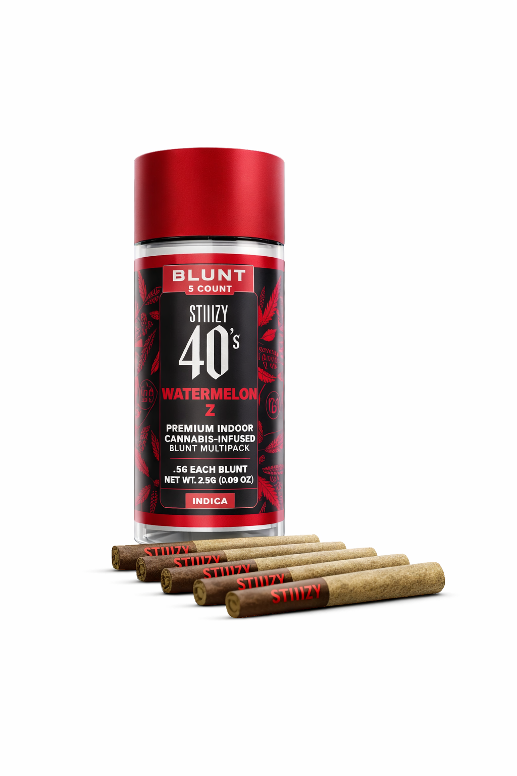 Watermelon Z (Indica) - Infused Mini Blunts- (5 J's Per Pack x 0.5g ea)
