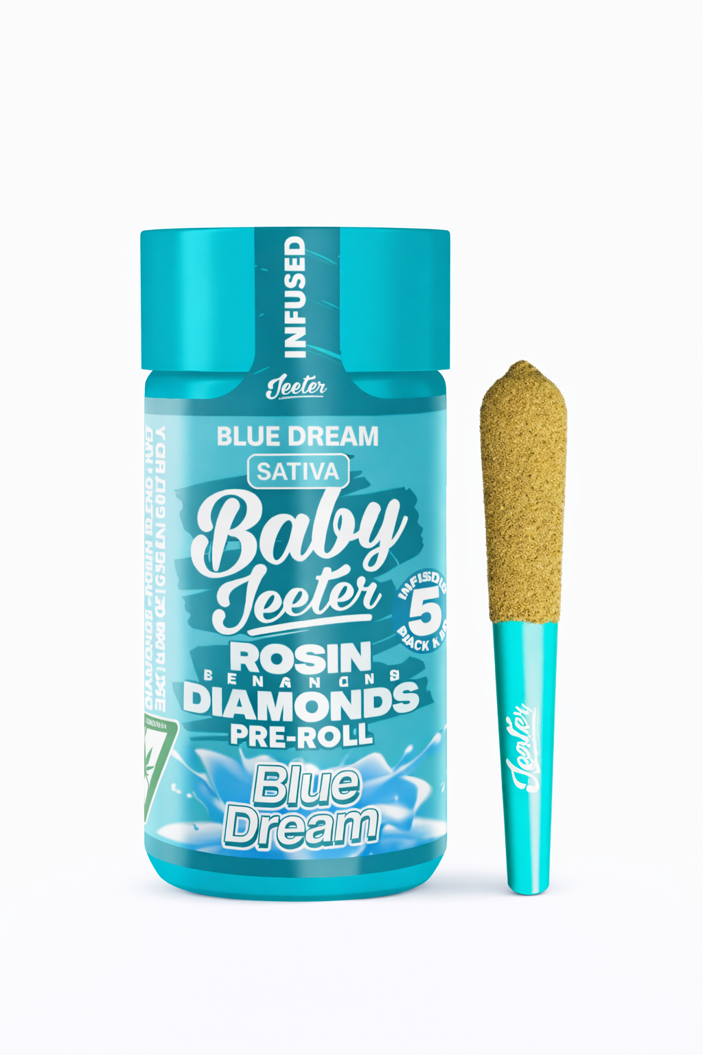 Blue Dream by Baby Jeeter (S) - Infused Prerolls w/ Liquid Diamonds + Kief - 5pk(2.5g/0.5g ea)