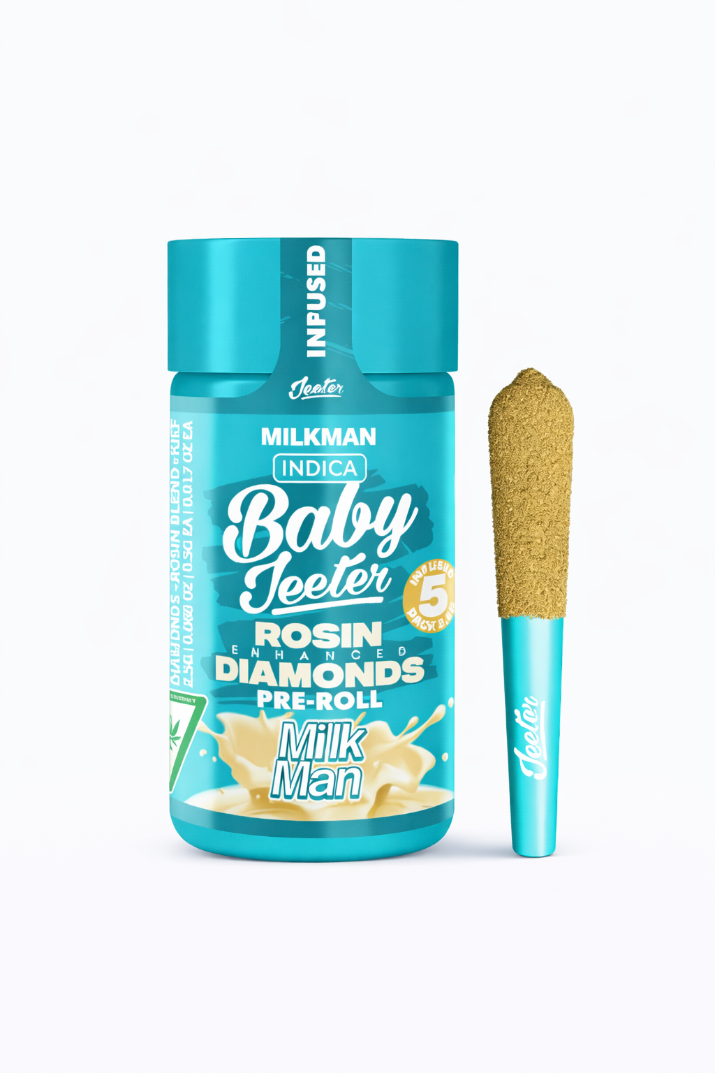 Milk Man by Baby Jeeter (I) - Infused Prerolls w/ Liquid Diamonds + Kief - 5pk(2.5g/0.5g ea)
