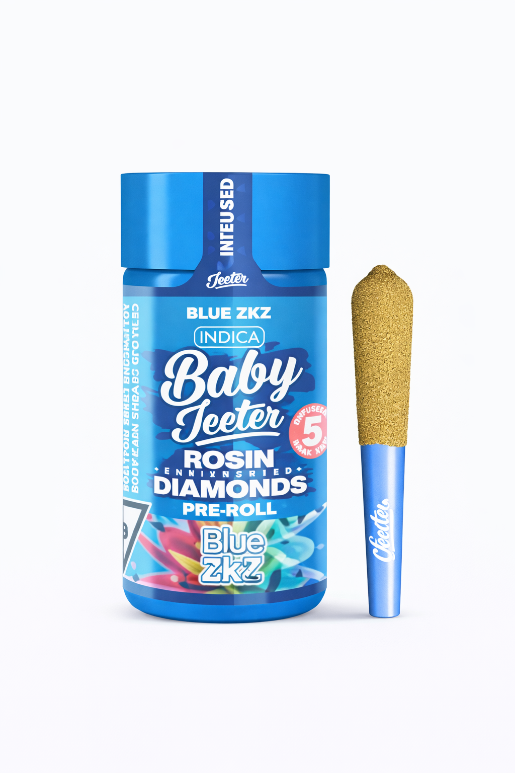 Blue Zkz by Baby Jeeter (I) - Infused Prerolls w/ Liquid Diamonds + Kief - 5pk(2.5g/0.5g ea)