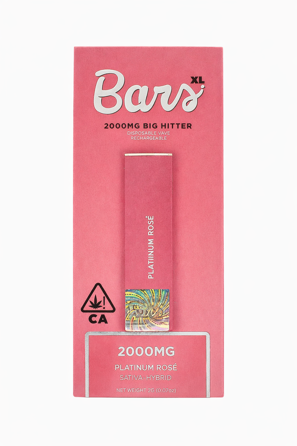 Platinum Rose (S + H) – Bars XL Big Hitter -Live Resin Disposable - 2g