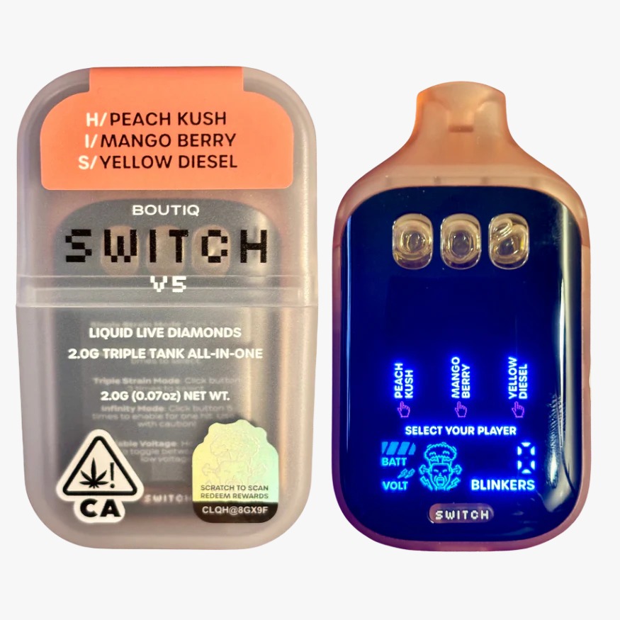 Peach Kush + Mango Berry + Yellow Diesel - Boutiq Switch V5 (3-in-1) – Liquid Live Diamonds - 2g