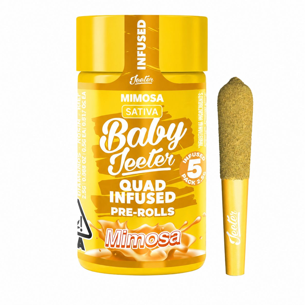 Mimosa by Baby Jeeter (S) - Infused Prerolls w/ Liquid Diamonds + Kief - 5pk(2.5g/0.5g ea)