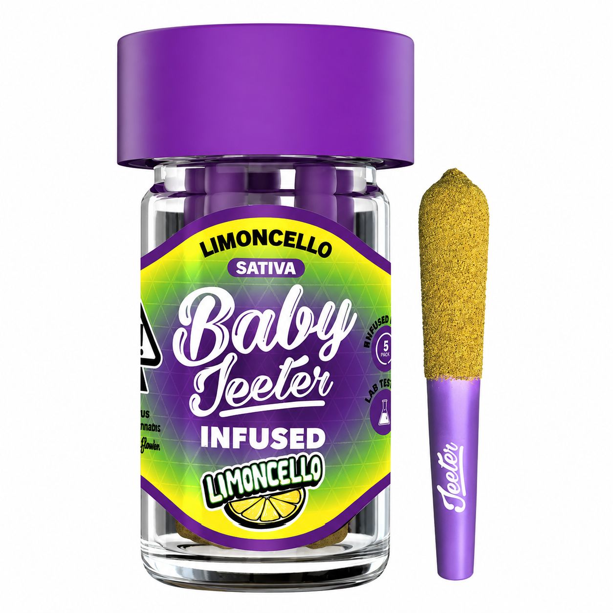 Limoncello by Baby Jeeter (S) - Infused Prerolls w/ Liquid Diamonds + Kief - 5pk(2.5g/0.5g ea)