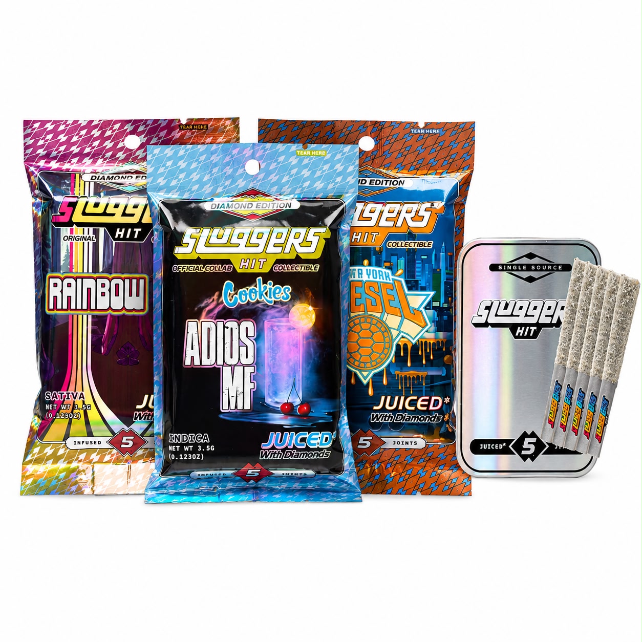Sluggers Hit – Diamonds and Hash Infused Pre-Roll - 3.5g/5pk