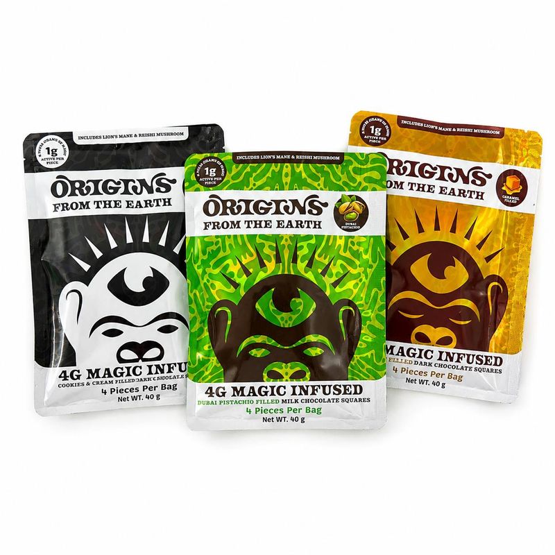Origins From the Heart - Magic Chocolate Squares - 4 pieces  per bag - 40g
